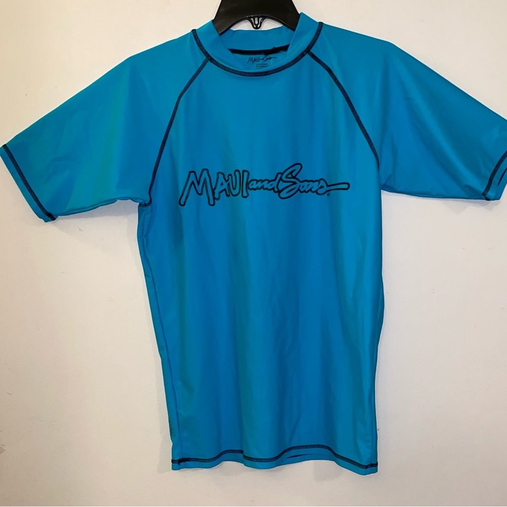 Maui and Sons Size: Small Unisex UPF 50+ Blue Short Sleeve Rash Guard Swim Top